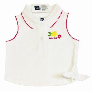 GAP - NWT girls 3-6mo white sleeveless polo shirt with hem side knot